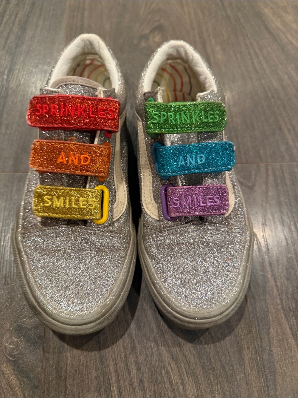 Vans sparkly sprinkles & smiles flour shop Velcro shoes size 5 6:18